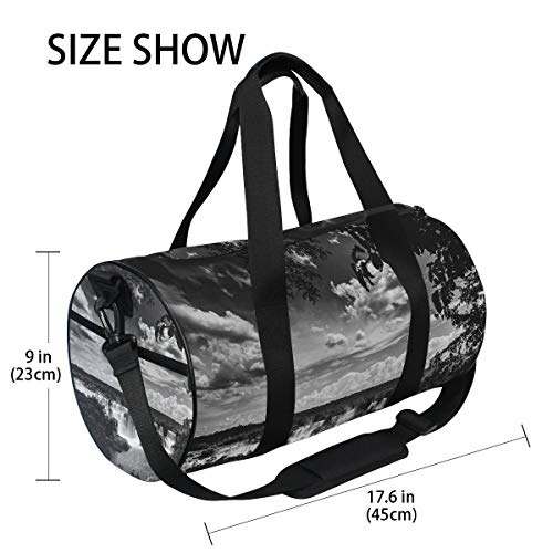 LORVIES Water Lanscape Duffle bag Shoulder Handy Sports Gym Bags for Men and Women - Thumbnail 3