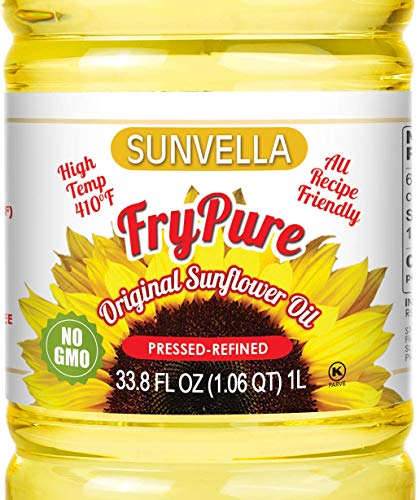SUNVELLA FryPure Non-GMO Original Sunflower Oil, Pressed-Refined 33.8 FL OZ (1.0L)