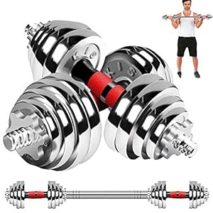 MILAYA Fitness Dumbbells Barbell Cast Iron 2 In 1 Sets with Connector Adjustable Free Weights Plate Body Workout Home Gym Exercise Equipment Men Women Strength Training Sets(Size:10kg/pair)