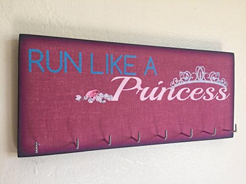 Race Medal Holder / Running Medal Hanger - RUN LIKE A PRINCESS (pink). Wood Wall Mounted Medal Organizer