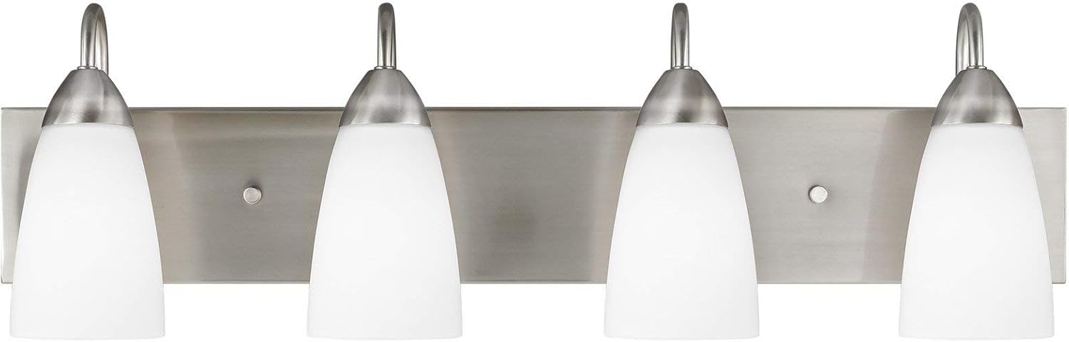 Sea Gull Lighting 4420204-962 Seville Four Wall/Bath Vanity Style Lighting Fixture, Brushed Nickel Finish