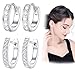 Kesaplan 2 Pairs Hoop Earrings Made of Austria Crystals, Huggies Earrings Set Platinum Plated Earrings for Women Girls Cute Small Hoop Earrings