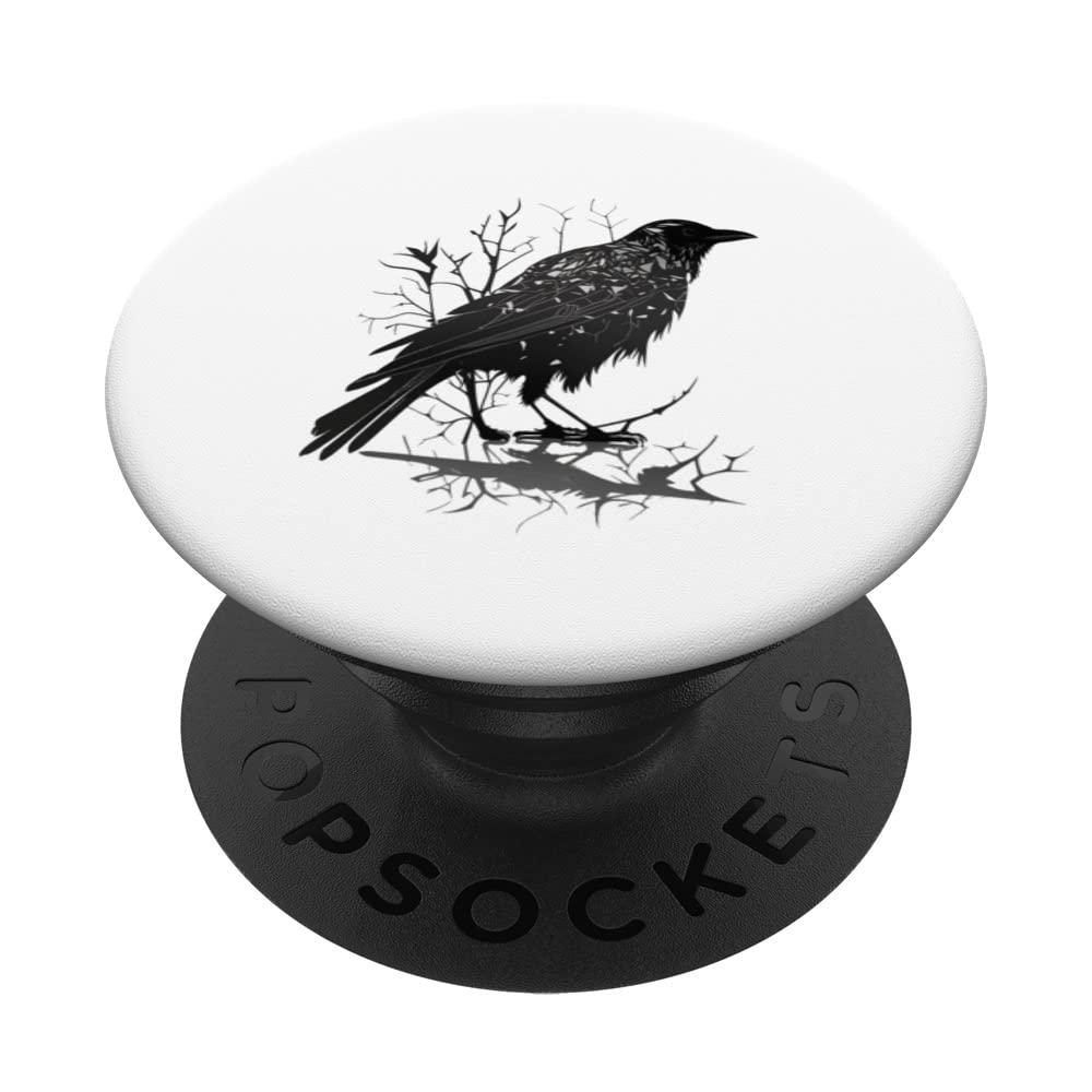 Black Raven Witch Magic Occult Macabre Witchcraft Bird Fan PopSockets Swappable PopGrip