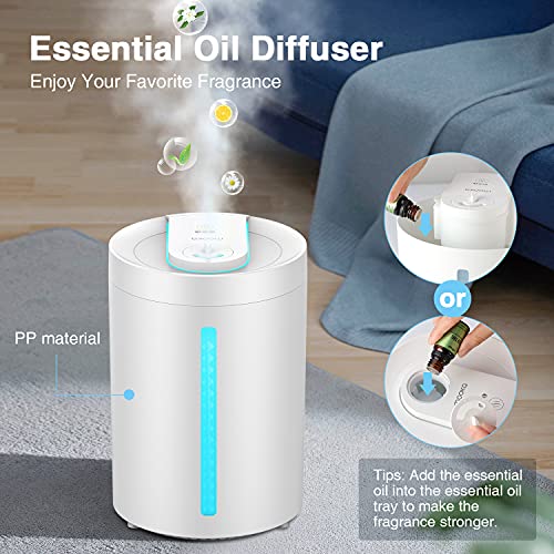 MOOKA Cool Mist Humidifier, 2in1 Top Fill Humidifier for Bedroom