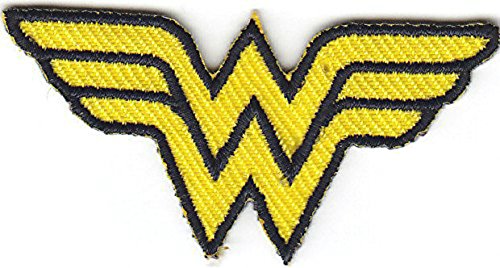 DC Comics 5.5" Wonder Woman (W) Yellow Classic Logo Embroidered Iron On/Sewn On Patch with Gift Bag