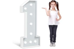 ZEELY 3FT Marquee Light Up Numbers, Foam Board Mosaic Balloon for Party Backdrop Displays, Large Happy 1st 15th 16th Birthday Light Up Sign, Cardboard Number 1 for Parties Decorations, Assembly Required