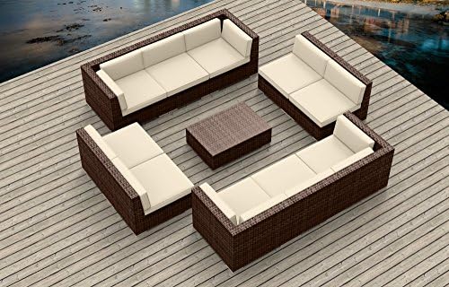 Urban Furnishing.net - BROWN SERIES 11a Modern Outdoor Backyard Wicker Rattan Patio Furniture Sofa Sectional Couch Set