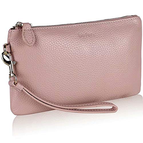 befen 100% Genuine Leather Clutch Bags for Women,【Small】 Real Leather Ladies Wristlet Purse with Detachable Wrist Strap & Zip Closure for Evening,Holiday, Fit Phone 8 Plus or Phone Less 6.5 Inch