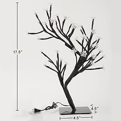 SUPOW Cherry Blossom Desk Lamp, Decorative Warm White Light, Black Branches