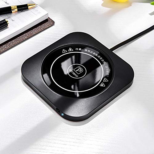 SHZONS 8.5W Coffee Mug Warmer USB Heated Pad Intelligent 55℃ Thermostatic Smart Cup Heater for Office Desktop Beverage Warmer(Black)