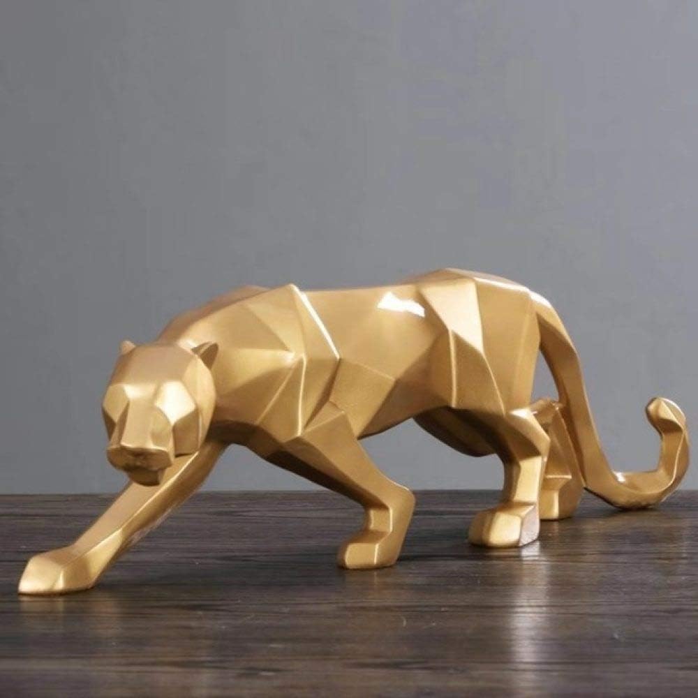 SXSYZZCL statue, Resin Crafts Ornaments Home Sculpture Geometric Statue Wildlife Art Decor Gift Origami Abstract Decoration,Gold,L