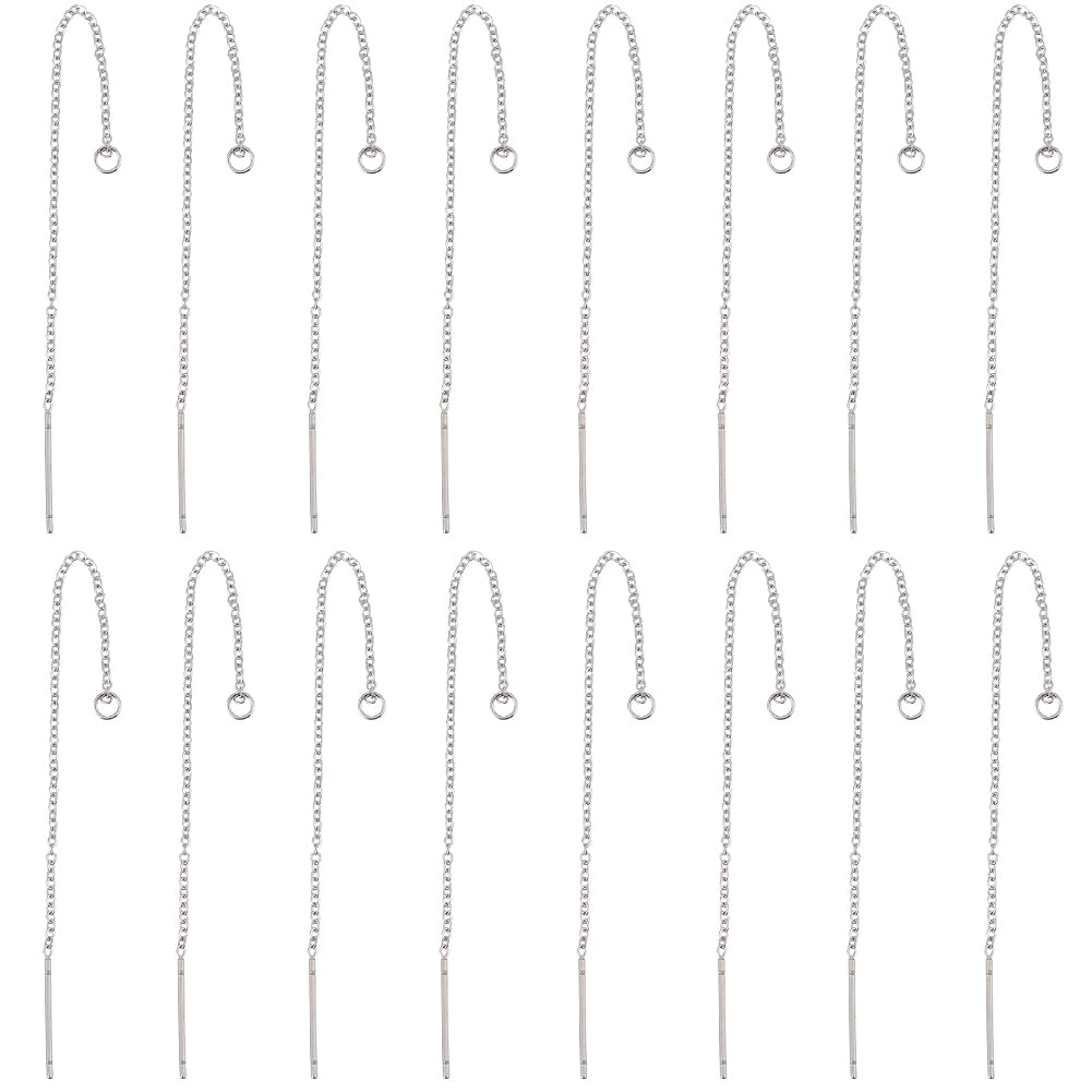 SUNNYCLUE 1 Box 60Pcs 90mm Earring Threaders Ear Threads 304 Stainless Steel Earring Threads Dangling Earrings Thread with Loop Drop Ear Threader for Jewellery Making Accessories DIY Dangle Earrings