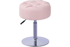 Durfii Adjustable 360° Swivel Vanity Stool with Faux Leather for Makeup Room, Bathroom, Living Room and Ottoman