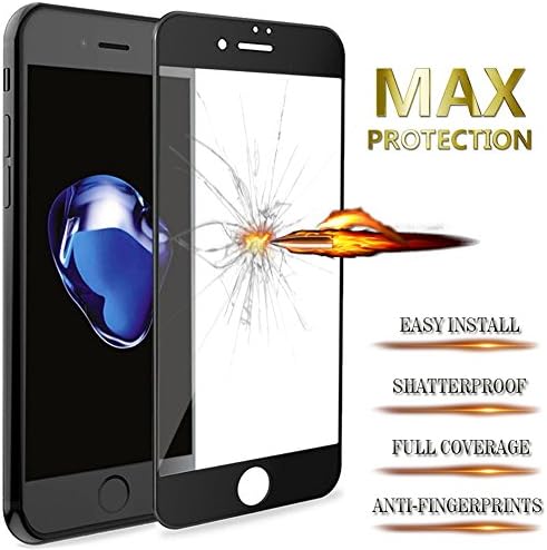 iPhone 6S 6 Plus Screen Protector Tempered Glass Edge To Edge Full Coverage Anti Glare Fingerprint Smudge Resistant by Henjoy Tech (iPhone6/6S Plus-Black)