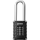 NovLock 2.76&rdquo; Long Shackle Combination Lock, Indoor &amp; Outdoor Padlock | Extended Reach, Easy-to-Read Dials, Weatherproof, Hardened Steel, for Lockers, Cabinets, Toolboxes &amp; Sheds, 1-Pack, Silver
