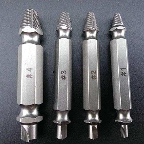 Nrpfell 6 Pcs Screw Remover, Damaged Screwdriver Set, Broken Bolt Screw Remover, Screw Deburrer, Manufactured from H.S.S. 4341#