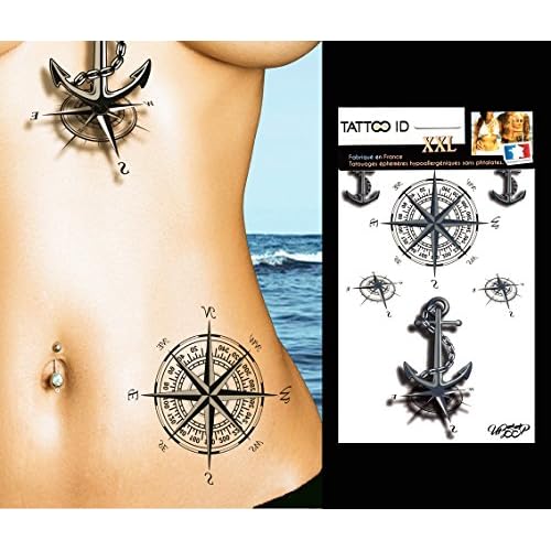 50off Tattoo Id Xxl Marins Ancre Et Rose Des Vents Tatouage