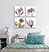 YPY 4 Panels Watercolor Colorful Flowers Wall Art - Multi Color Floral Picture Bedroom Decor - Abstract Elegant Flowers Canvas Painting for Girls Room (12