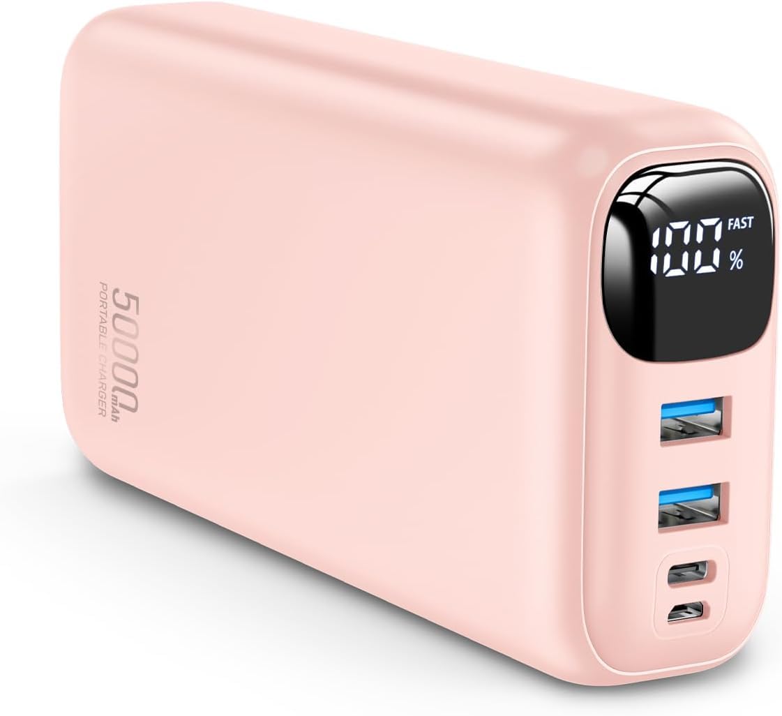OHOVIV Portable Charger 50000mAh Power Bank - 22.5W Fast Charging External Battery Pack,USB-C Portable Phone Charger for iPhone 17/16/15/14/13 Pro Android Samsung, for Travel Camping Essential-Pink Image