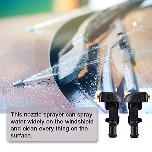 Front Windshield Washer Nozzles Kit 3W7Z17603AA for 2004-2013 Ford F150, 2003-2011 Ford Crown Victoria, Mercury Sable Montego Grand Marquis Washer Jet and 2.5 Meters Fluid Hose with 6 PCS Connectors