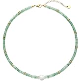 Beaded Necklaces for Women Gemstone Necklace with Freshwater Pearl Crystal Beaded Necklace Natural Stone Summer Beach Bead Choker Boho Necklaces for Women