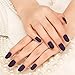 YUNAI 24Pcs False Nails Deep Purple Matte Manicure Patch Small Round Head Fake Nails