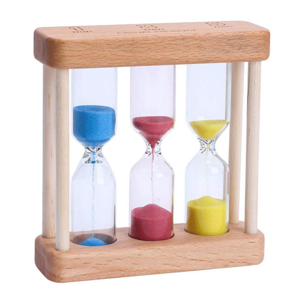 LIOOBO Hourglass Sand Timer Three Colors Sand 1/3/5 Minutes Glass Sand Clock Tea Timer for Home Restaurant Office