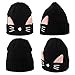 Cat Ears Beanie Pussy Cat Hat Wool Knit Winter Fleece Beanie Hats Warm Skull Beanies Black