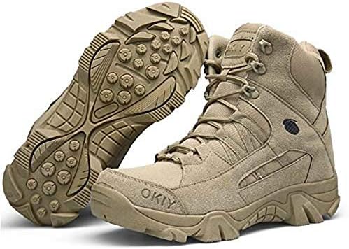 Isafish Men Army Tactical Combat Military Ankle Boots Outdoor Hiking Desert Shoes