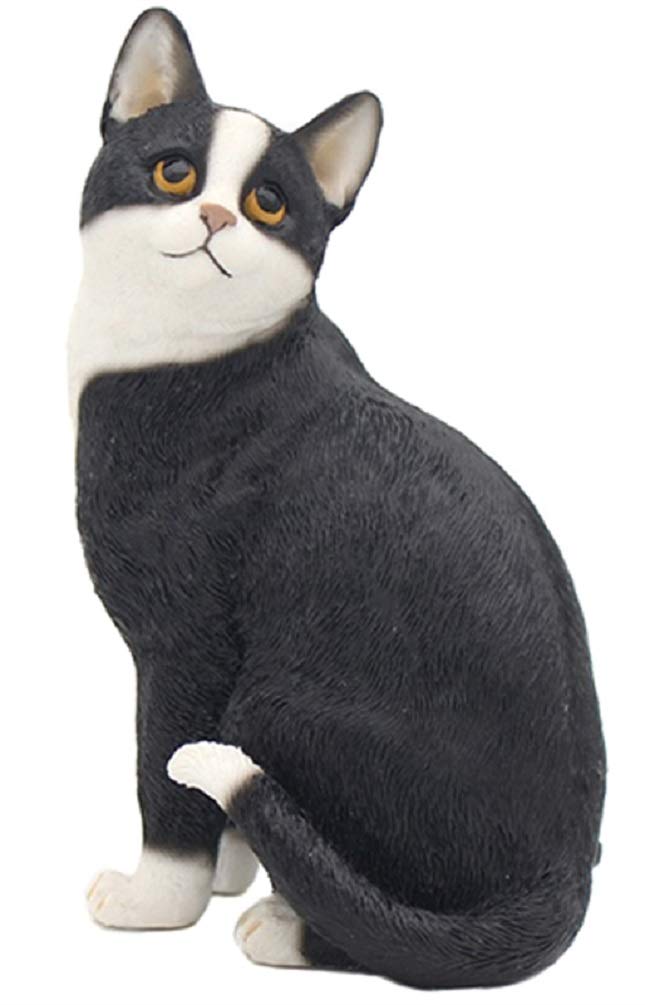 LP Sitting Cat - Black & White Cat Figurine
