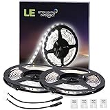 LE 2 Pack 16.4ft Flexible LED Light Strip, 300 Units SMD 2835 LED,12V DC, 5000k Daylight White, Non-waterproof, LED Tape, LED Ribbon, DIY Indoor Party Christmas Holiday Home Kitchen Car Bar Decoration