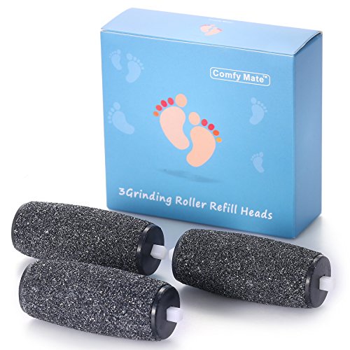 Comfy Mate 3 Extra Coarse Replacement Roller Heads for Pedi Perfect Electronic Foot File Refill with Diamond Crystals- 3 Pack