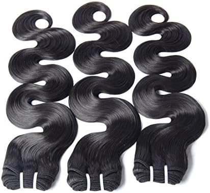 OCEANE HAIR Brazilian Mix Length Body Wave Virgin Hair Bundles 300g Natural Black Human Hair Extension (8 10 12, Natural Black)