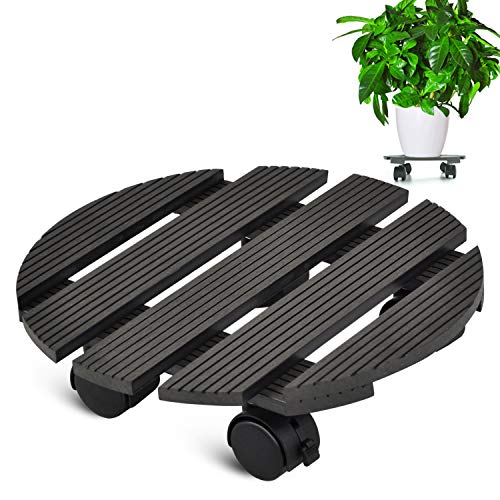 CERBIOR Plant Caddy Heavy Duty Plant Caddy with Wheels Indoor/Outdoor Holds Up 12 Inches and 80 Lbs Strong and Sturdy Design (Round, Charcoal)