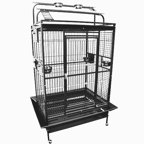 King’s Cages 8004030 Parrot CAGE 40x30x72 Play Pen Bird Cages Toy Cockatoo Macaw (Black/Silver)