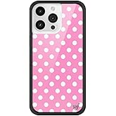 Wildflower Cases - Compatible with iPhone 15 Pro Max | Protective Black Bumper, 6.5ft Drop Test Certified, Women Owned Small Business | Bright Aesthetic Cute Trendy | Polka Dot - Pink and White