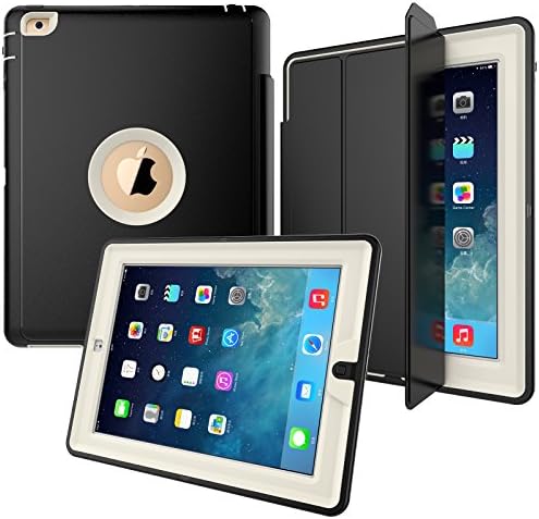 iPad Case, Jollyfit Travel iPad 2 3 4 Heavy Duty Full Body 3-Layer Rugged Hybrid Folio Stand Case with Magnetic Smart Auto Wake / Sleep PU Leather Protective Cover for Apple iPad 2/3/4 (Black/Ivory)