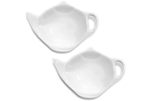 XGIDXFZ 2 Pack Porcelain Tea Bag Coasters,Tea Bag Holder for Used,Classic Teaspoon Rest Pad Heat-Resistant Coasters Cute Dish Saucer Teabag Caddy Holder Set for Organizing Tea Time (2)