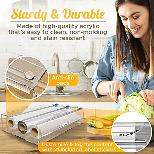TidyAid 3 in 1 Acrylic Foil and Plastic Wrap Organizer with Labels