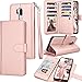 Tekcoo Compatible for LG G7 ThinQ Wallet Case/LG G7 2018 PU Leather Case, Luxury ID Cash Credit Card Slots Holder [Rose Gold] Carrying Folio Flip Cover [Detachable Magnetic Case] & Kickstand
