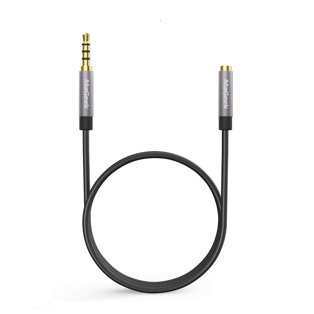 MaGeek 3.5mm Audio Aux Extension Cable, (1.0m / 3.3 ft) TRRS 4-Pole Headphone Cable Male to Female Auxiliary Extension Adapter for Beats, iPhone, iPad, Car, Home Stereo and more(Black)