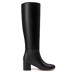 Athlefit Black Knee High Boots for Women Chunky Low