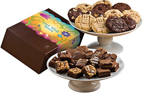 Fairytale Brownies Get Well Deluxe Cookie &amp; Magic Morsel Combo Gourmet Food Gift Basket Chocolate Box - 1.5 Inch x 1.5 Inch Bite-Size Brownies and 3.25 Inch Cookies - 30 Pieces