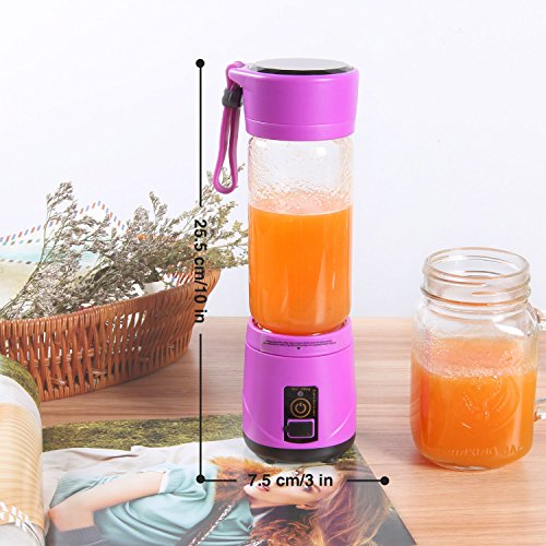 SUNAVO BL-09 Portable Blender Mini Travel Juice Cup,USB Rechargeable Blender Shakes and Smoothies,Blender Smoothie Single Served,with USB Charging Sport Mini Juice Maker,Purple