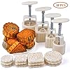 Aceshop 4 Set Mooncake Press Mold with 12 Stamps Hand Pressure Mold 50g/100g Mid-Autumn Festival Flower Moon Cake Mold Set Kitchen DIY Baking Decorating Tools Bakeware Gadget