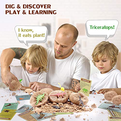 VATOS Dinosaurier Eier 12 Stück, Dinosaurier Ei Toy Entdecken sie 12 Verschiedene Dinos, Archäologie Spielzeug STEM Lernspielzeug Party Dinosaur Figuren für 6-10 Jahre Jungen Mädchen Kinder Geschenk – Bild 5