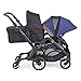 Contours Curve Tandem Double Stroller for Infants, Toddlers or Twins - 360° Turning, Multiple Seating Options, Indigo Blue