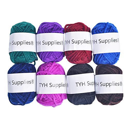 TYH Supplies 8 Colorful Acrylic Yarn Pack | 176 Yards Medium Weight | Mini Assorted Yarn Set | 22 Yard Skeins Each | Multipack for Amigurumi & Crafts