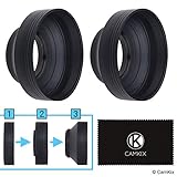 67mm Camera Lens Hood - Rubber - Set of 2 - Collapsible in 3 Steps - Sun Shade/Shield - Reduces Lens Flare and Glare - Blocks Excess Sunlight for Enhanced Photography and Video Footage - Perfect