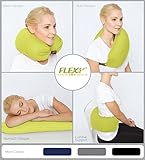 The Original FLEXi 4-in-1 Convertible Travel Pillow for Side, Stomach and Back Sleepers. Lumbar Support. Features Adjustable Strap and Travel Bag. Four colors. Washable. (Lime)